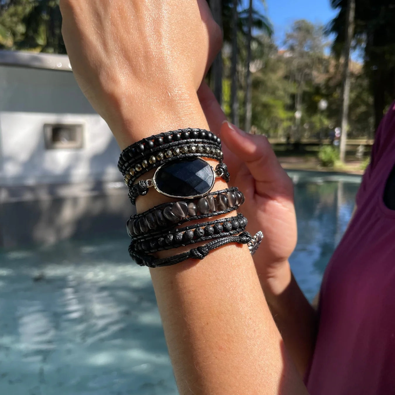 Pulseira Black Stone - Obsidiana