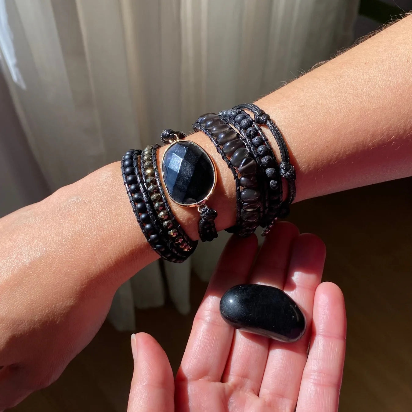 Pulseira Black Stone - Obsidiana