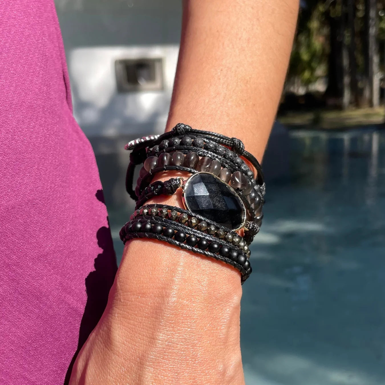 Pulseira Black Stone - Obsidiana