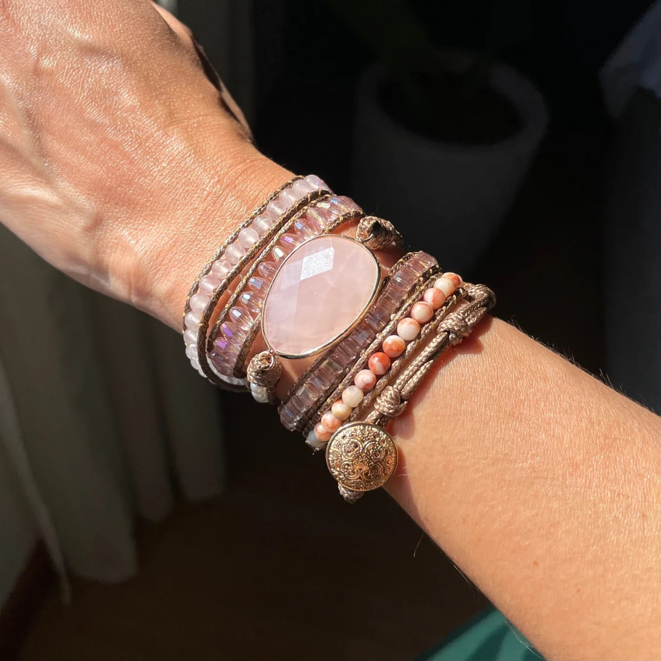 Pulseira Afrodite - Quartzo Rosa